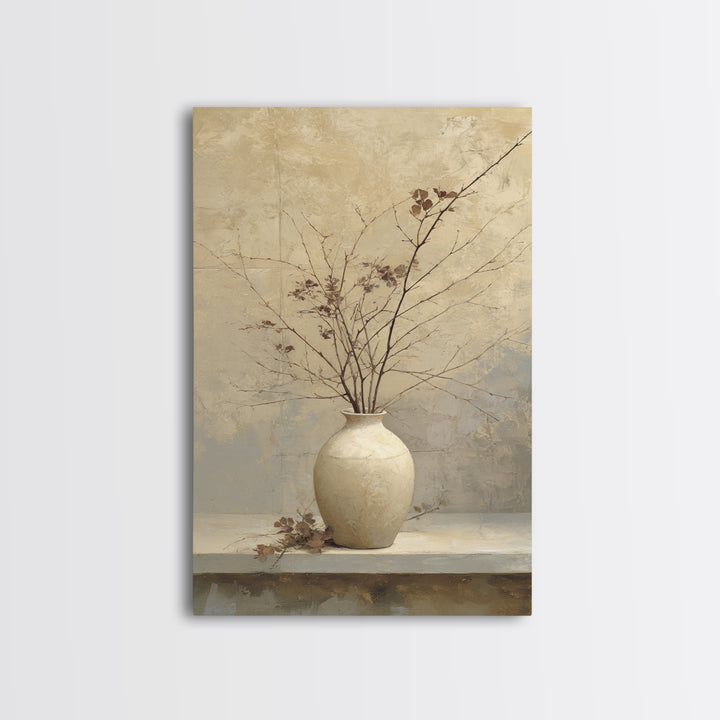 Large Neutral Still Life Framed Canvas Print, Above Sofa Art, Printable Wall Art, Living Room Decor, Watercolor Art, Statement, ASA-2x3-94