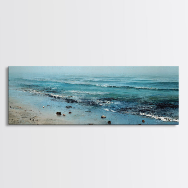 Moody Seascape at Twilight Canvas Print, Above Sofa Art, Floral Wall Art, Living Room Decor, Abstract Art, Statement, ASA-3x1-100