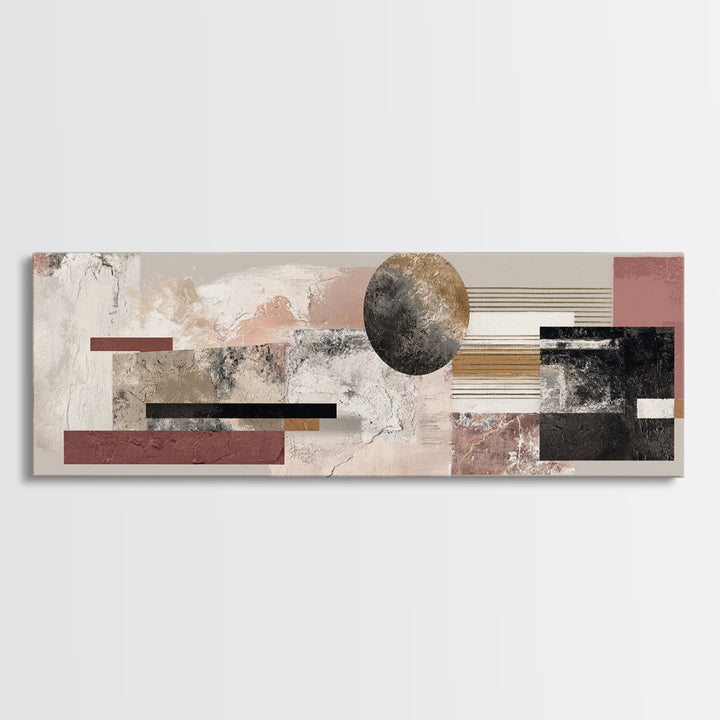 Luxury Monochrome Stone Composition Canvas Print, Above Sofa Art, Japandi Wall Art, Living Room Decor, Watercolor Art, ASA-3x1-11