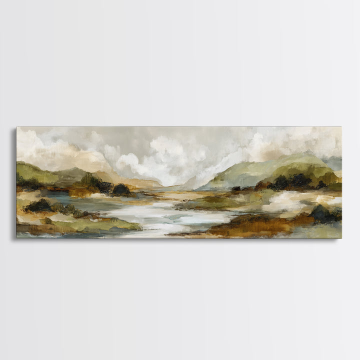 Oversized Abstract Landscape Framed Canvas Print, Above Sofa Art, Frame Tv Art, Living Room Decor, Fine Art, Statement, ASA-3x1-17