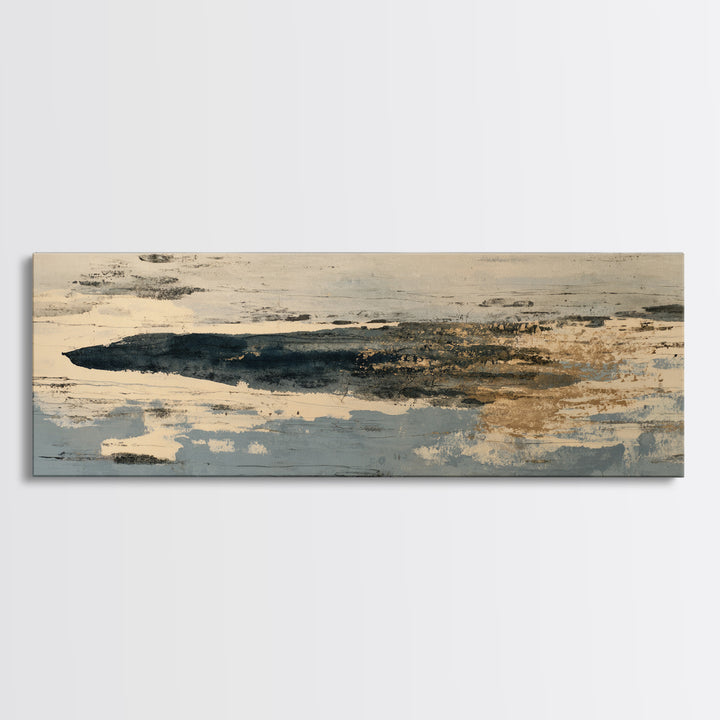 Minimal Black Ink Composition Canvas Print, Above Sofa Art, Coastal Decor, Living Room Decor, Fine Art, Statement, Luxury Decor, ASA-3x1-24