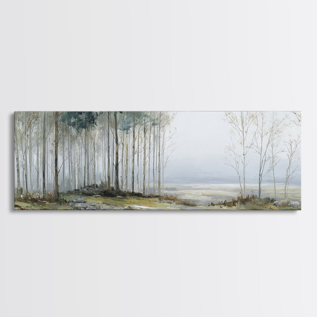 Modern Scandinavian Forest Canvas Print, Above Sofa Art, Fine Art Print, Living Room Decor, Fine Art, Statement, ASA-3x1-31