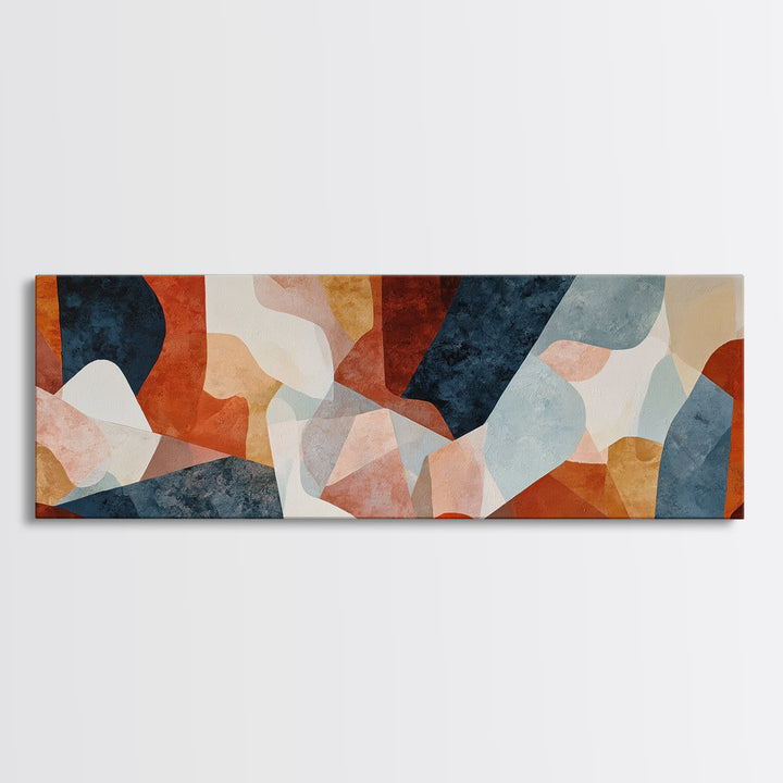 Bold Navy and Ivory Abstract Brushwork Canvas Print, Above Sofa Art, Printable Wall Art, Living Room Decor, Fine Art, Statement, ASA-3x1-34