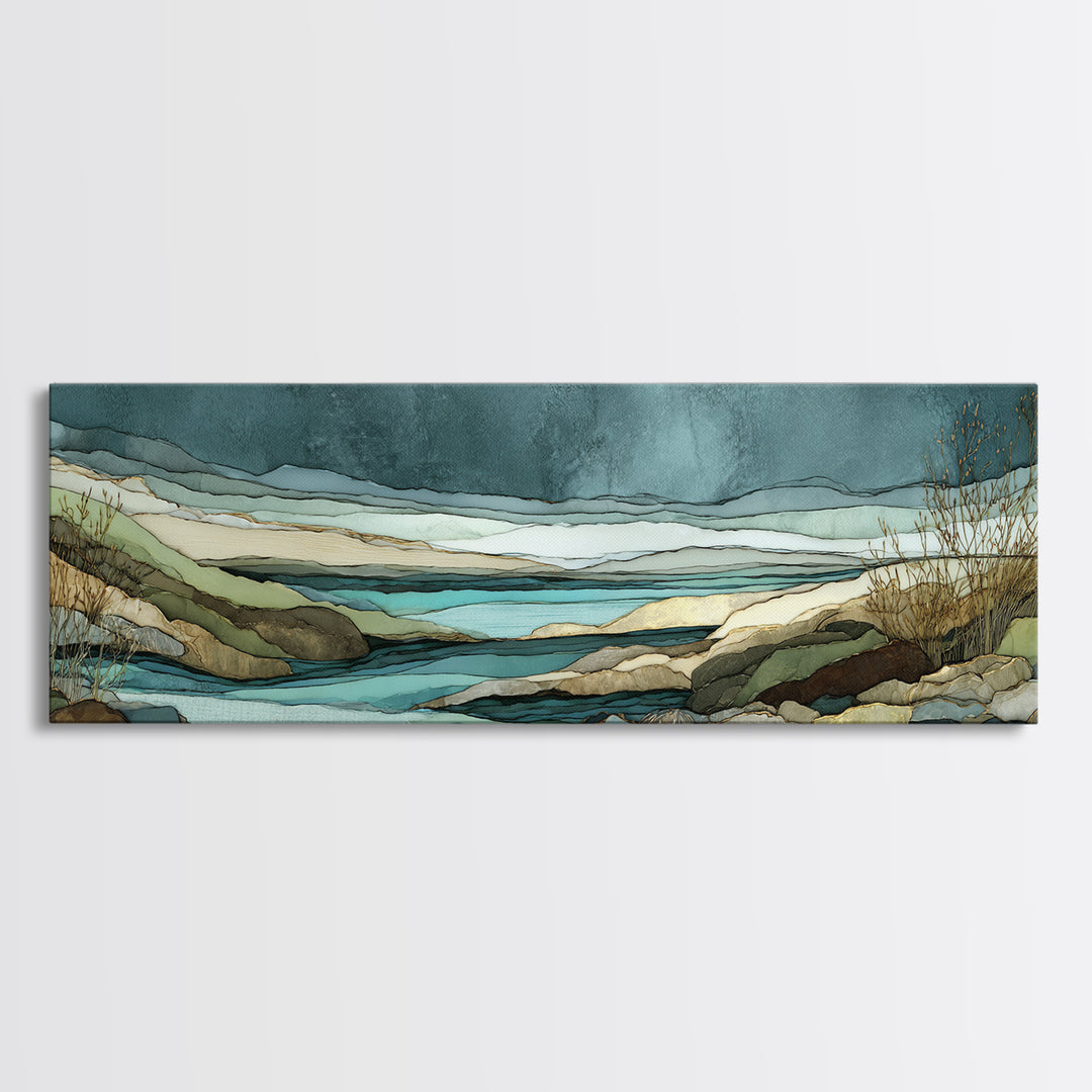 Abstract River Bends Canvas Print, Above Sofa Art, Gallery Decor, Living Room Decor, Fine Art, Statement, Minimalist Decor, ASA-3x1-39