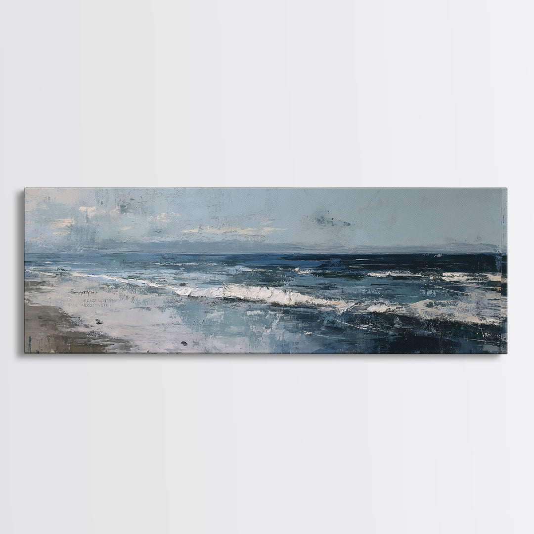 Moody Seascape at Twilight Canvas Print, Above Sofa Art, Set of 3 Prints, Living Room Decor, Watercolor Art, Statement, ASA-3x1-4