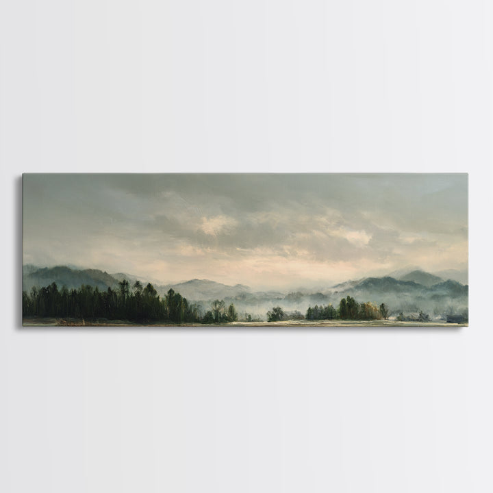 Gallery Style Landscape with Expansive Negative Space Canvas Print, Above Sofa Art, Botanical Wall Art, Living Room Decor, ASA-3x1-40