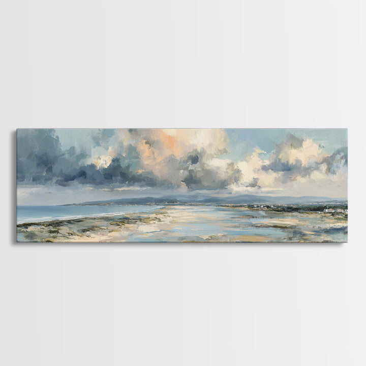 Panoramic Coastal Shoreline from an Aerial View Canvas Print, Above Sofa Art, Minimalist Decor, Living Room Decor, Statement, ASA-3x1-43