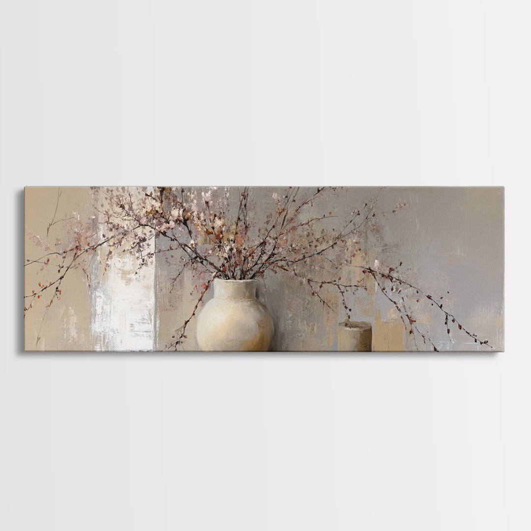 Large Neutral Still Life Canvas Print, Above Sofa Art, Canvas Print, Living Room Decor, Fine Art, Statement, Botanical Wall Art, ASA-3x1-6