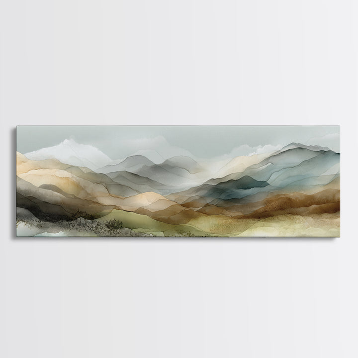Abstract River Bends Framed Canvas Print, Above Sofa Art, Boho Decor, Living Room Decor, Abstract Art, Statement, ASA-3x1-63