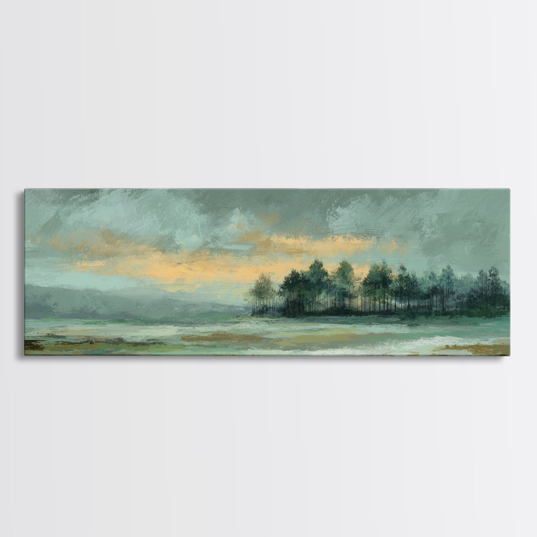 Gallery Style Landscape with Expansive Negative Space Canvas Print, Above Sofa Art, Statement Artwork, Living Room Decor, ASA-3x1-64