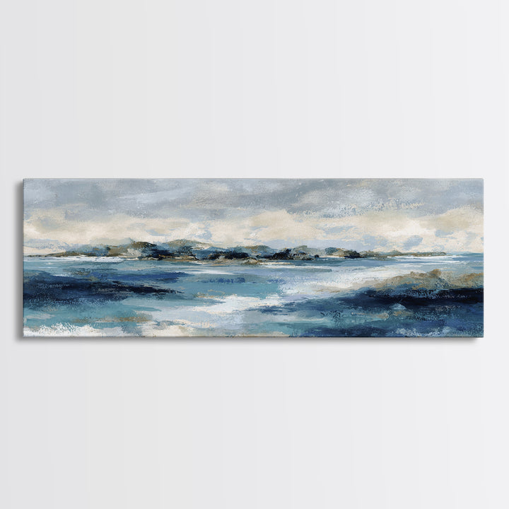 Moody Seascape at Twilight Canvas Print, Above Sofa Art, Contemporary Art, Living Room Decor, Statement, Boho Wall Art, ASA-3x1-76