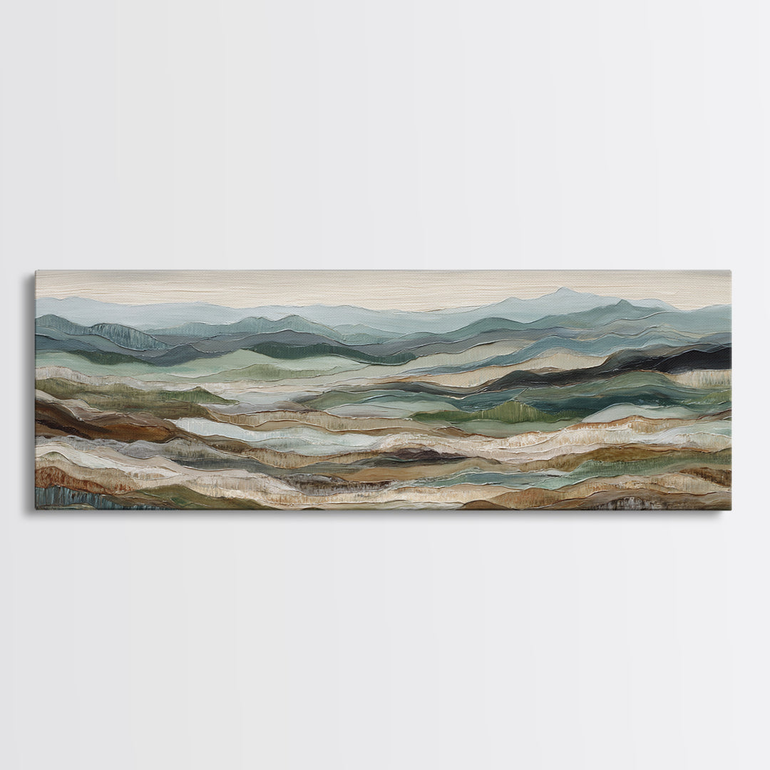 Abstract River Bends Framed Canvas Print, Above Sofa Art, Mid Century Modern, Living Room Decor, Abstract Art, Statement, ASA-3x1-87