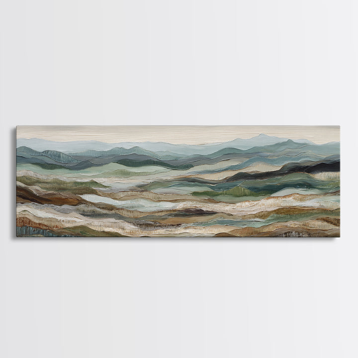 Abstract River Bends Framed Canvas Print, Above Sofa Art, Mid Century Modern, Living Room Decor, Abstract Art, Statement, ASA-3x1-87