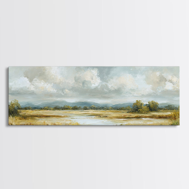 Gallery Style Landscape with Expansive Negative Space Canvas Print, Above Sofa Art, Living Room Decor, Statement, ASA-3x1-88