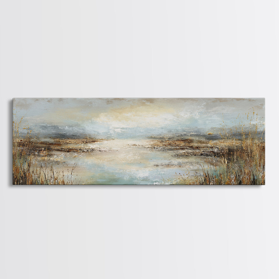 Oversized Abstract Landscape Framed Canvas Print, Above Sofa Art, Above Bed Decor, Living Room Decor, Fine Art, Statement, ASA-3x1-89
