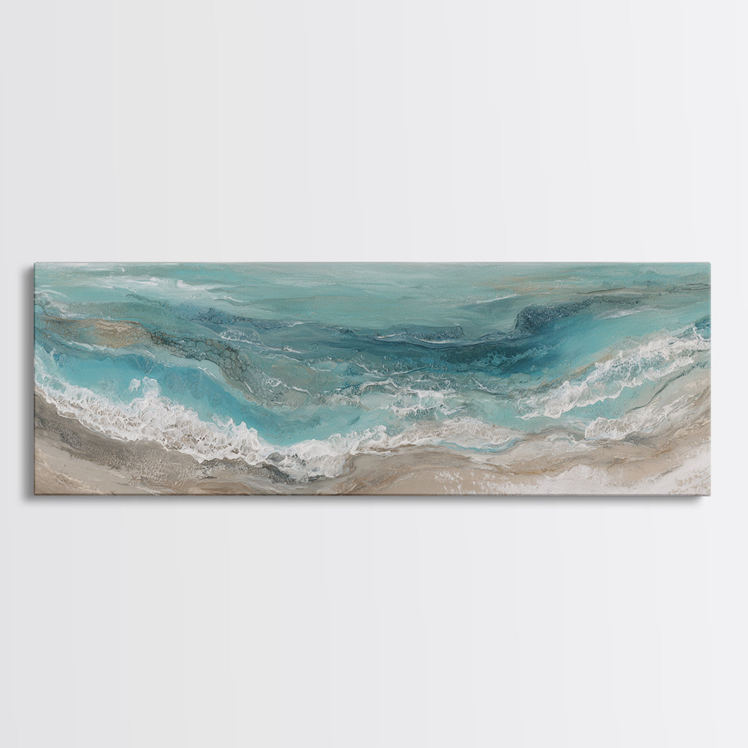 Panoramic Coastal Shoreline from an Aerial View Canvas Print, Above Sofa Art, Botanical Wall Art, Living Room Decor, Statement, ASA-3x1-91