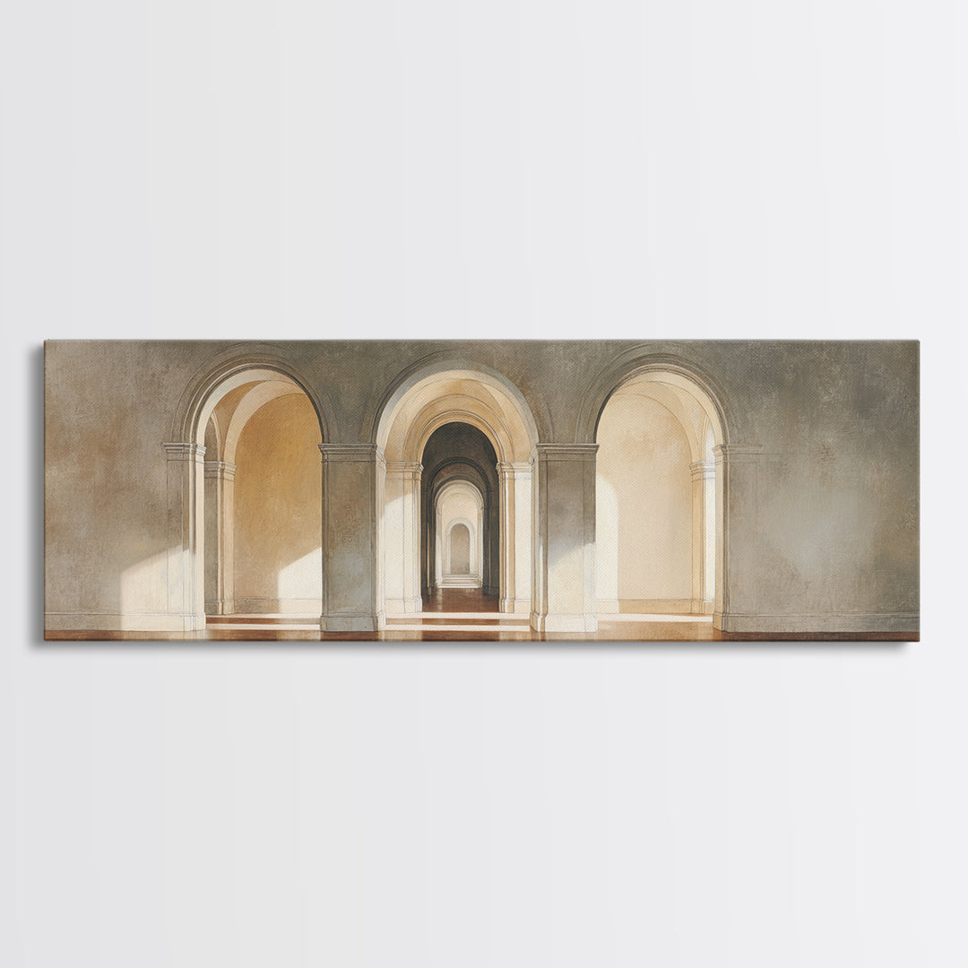 Architectural Arch Study Canvas Print, Above Sofa Art, Japandi Wall Art, Living Room Decor, Watercolor Art, Statement, ASA-3x1-97