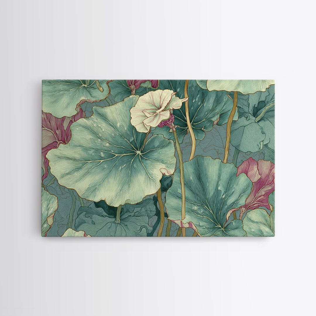 Large Botanical Leaves Canvas Print, Above Sofa Art, Framed Wall Art, Living Room Decor, Statement, Living Room Wall Art, ASA-3x2-1
