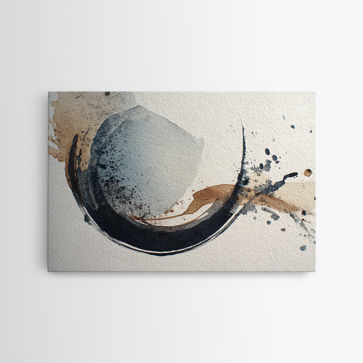 Minimal Black Ink Composition Canvas Print, Above Sofa Art, Mid Century Modern, Living Room Decor, Fine Art, Statement, ASA-3x2-12
