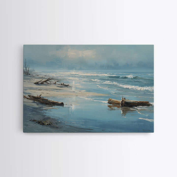 Moody Seascape at Twilight Canvas Print, Above Sofa Art, Large Wall Art, Living Room Decor, Watercolor Art, Statement, ASA-3x2-16