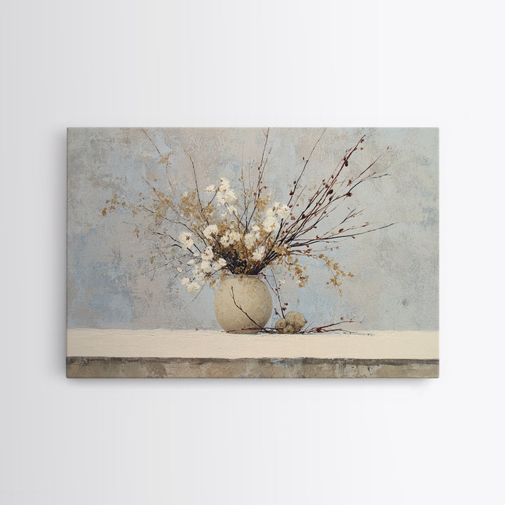 Large Neutral Still Life Framed Canvas Print, Above Sofa Art, Printable Wall Art, Living Room Decor, Watercolor Art, Statement, ASA-3x2-18
