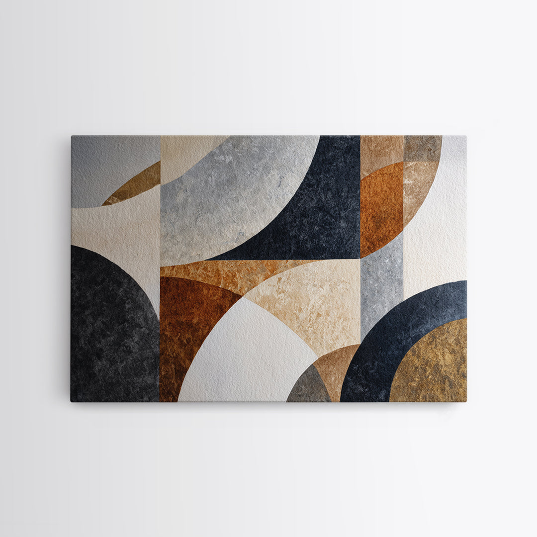 Luxury Monochrome Stone Composition Framed Canvas Print, Above Sofa Art, Canvas Wall Art, Living Room Decor, Statement, ASA-3x2-23