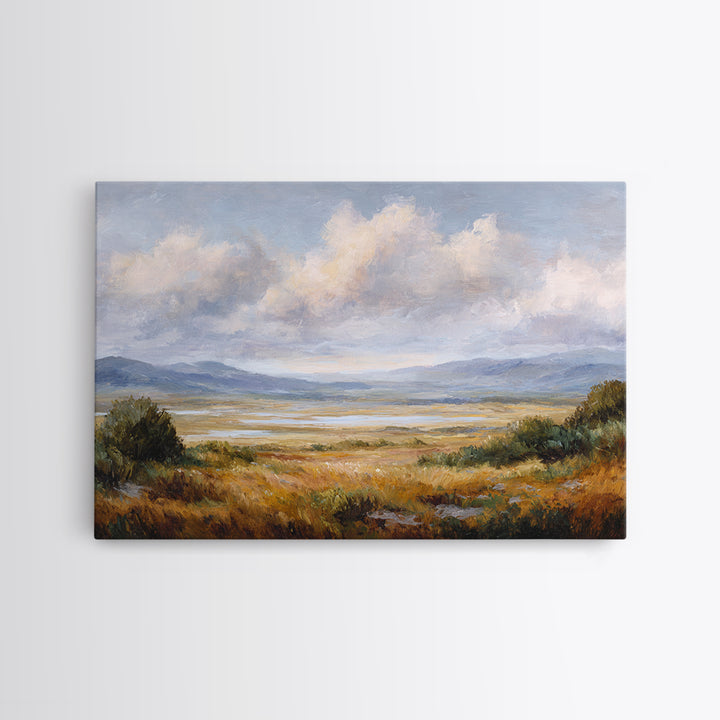Dramatic Cloudscape over a Distant Valley Canvas Print, Above Sofa Art, Horizontal Wall Art, Living Room Decor, Statement, ASA-3x2-33