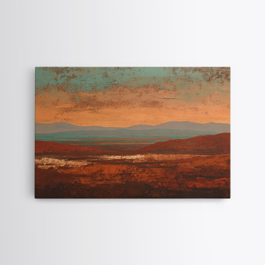 Abstract Canyon Landscape Framed Canvas Print, Above Sofa Art, Watercolor Painting, Living Room Decor, Fine Art, Statement, ASA-3x2-35
