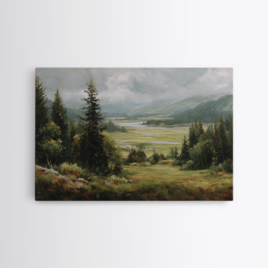Wide Olive and Beige Meadow Panorama Canvas Print, Above Sofa Art, Textured Wall Art, Living Room Decor, Fine Art, Statement, ASA-3x2-38