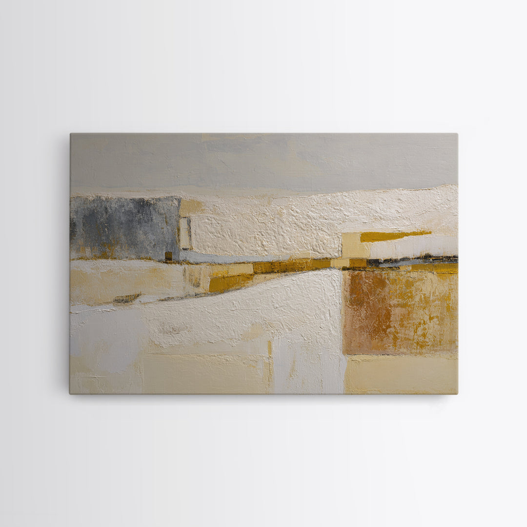 Luxury Monochrome Stone Composition Framed Canvas Print, Above Sofa Art, Minimalist Wall Art, Living Room Decor, Oil Painting, ASA-3x2-47