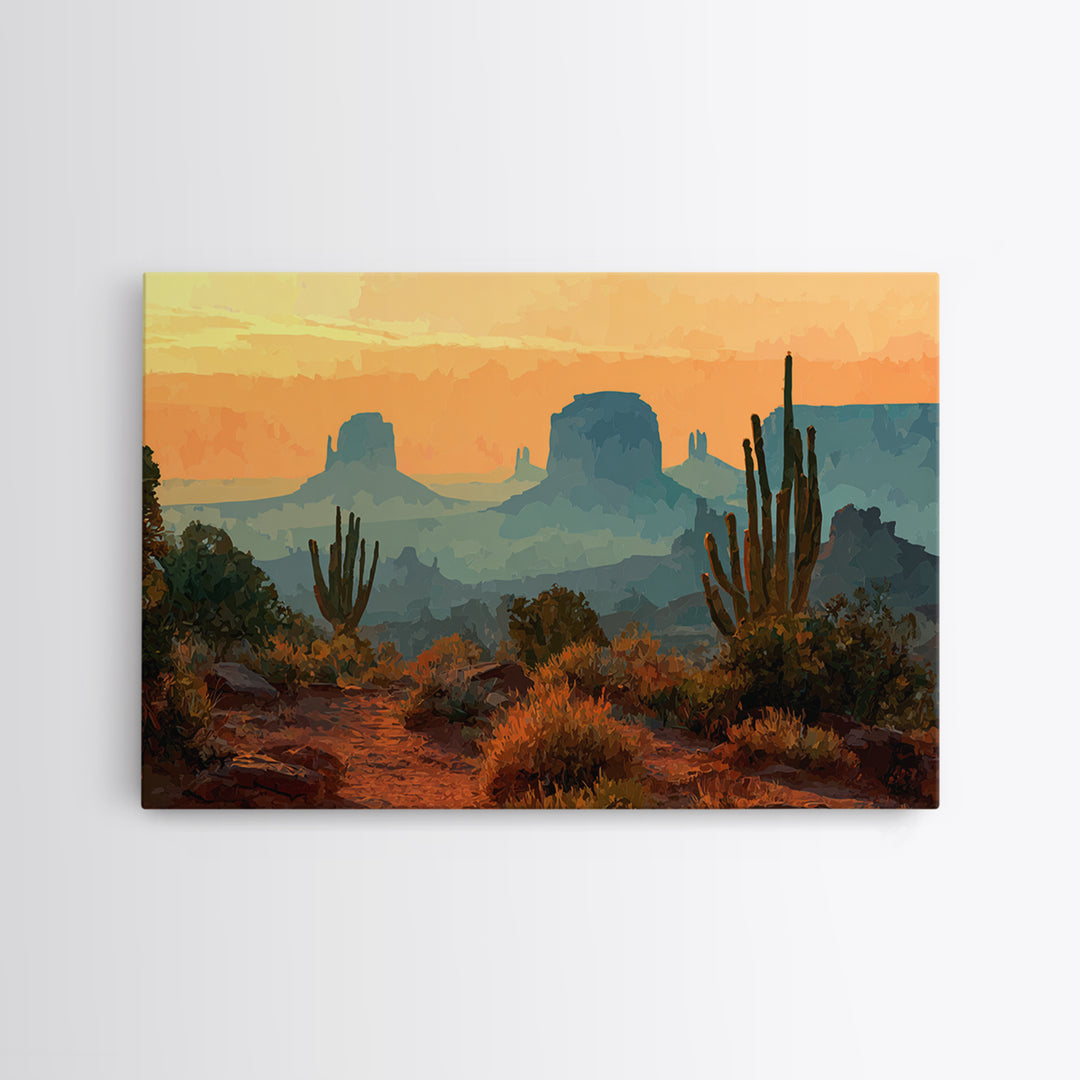 Desert Mesa Panorama Canvas Print, Above Sofa Art, Boho Wall Art, Living Room Decor, Fine Art, Statement, Japandi Wall Art, ASA-3x2-48