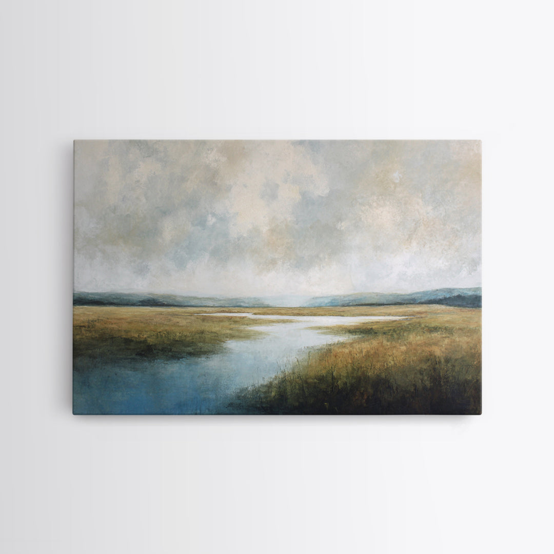 Oversized Abstract Landscape Framed Canvas Print, Above Sofa Art, Boho Wall Art, Living Room Decor, Oil Painting, Statement, ASA-3x2-5