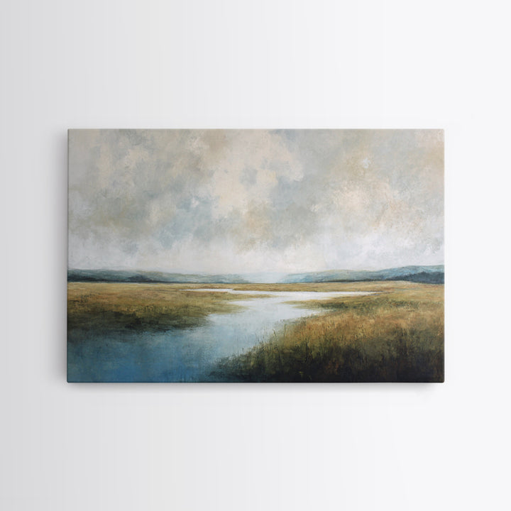 Oversized Abstract Landscape Framed Canvas Print, Above Sofa Art, Boho Wall Art, Living Room Decor, Oil Painting, Statement, ASA-3x2-5