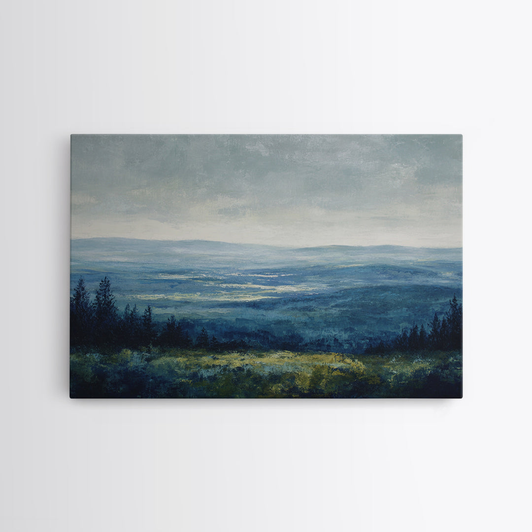 Gallery Style Landscape with Expansive Negative Space Canvas Print, Above Sofa Art, Textured Wall Art, Living Room Decor, ASA-3x2-52