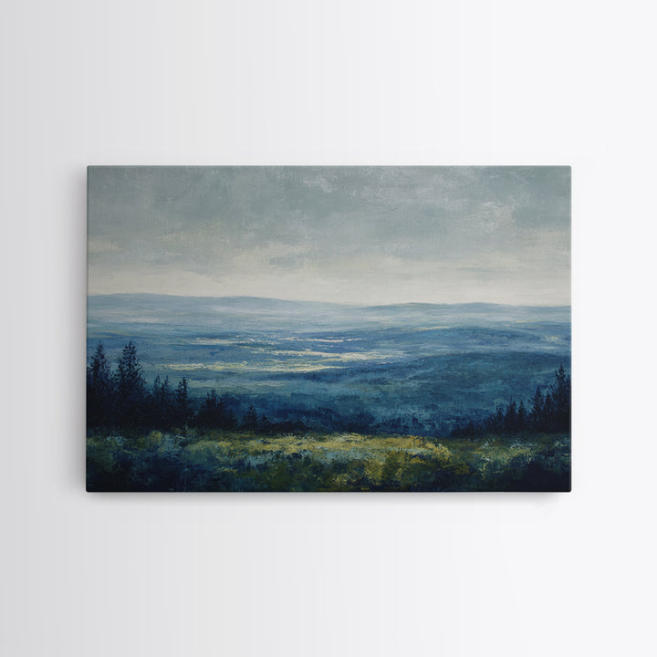 Gallery Style Landscape with Expansive Negative Space Canvas Print, Above Sofa Art, Textured Wall Art, Living Room Decor, ASA-3x2-52