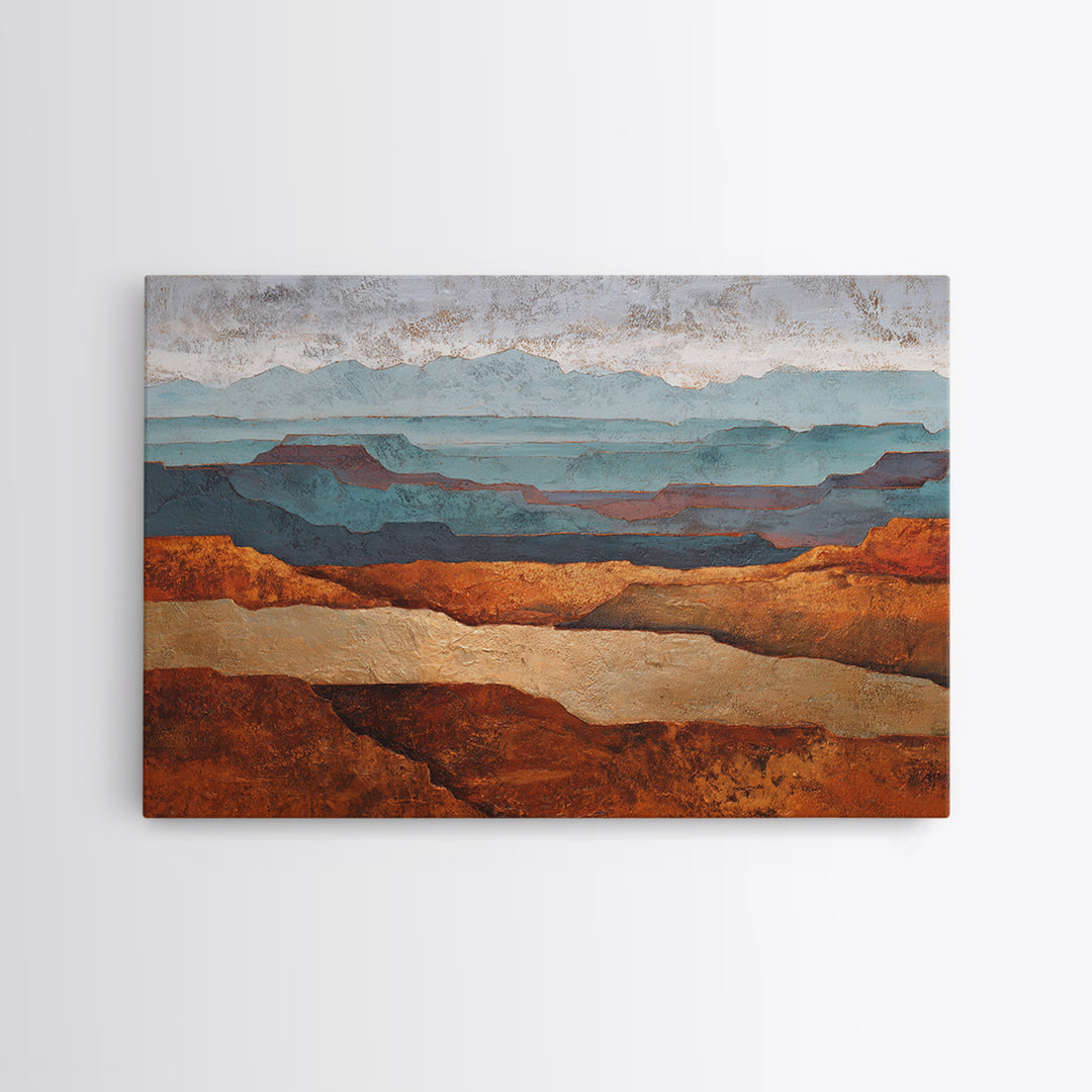 Abstract Canyon Landscape Framed Canvas Print, Above Sofa Art, Modern Art, Living Room Decor, Fine Art, Statement, Art Print, ASA-3x2-59
