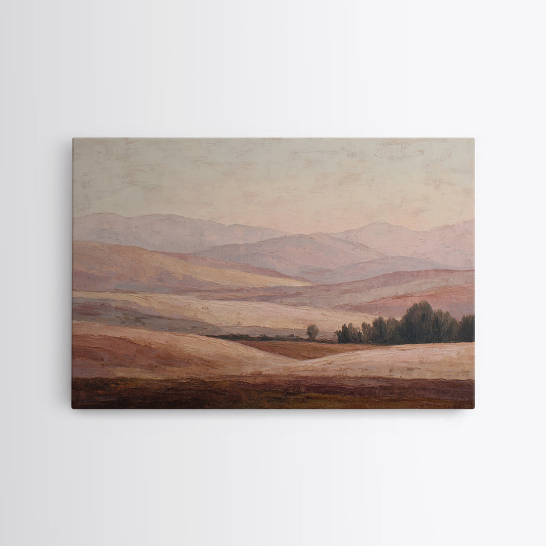 Sunlit Rolling Hills Framed Canvas Print, Above Sofa Art, Watercolor Painting, Living Room Decor, Fine Art, Statement, ASA-3x2-69