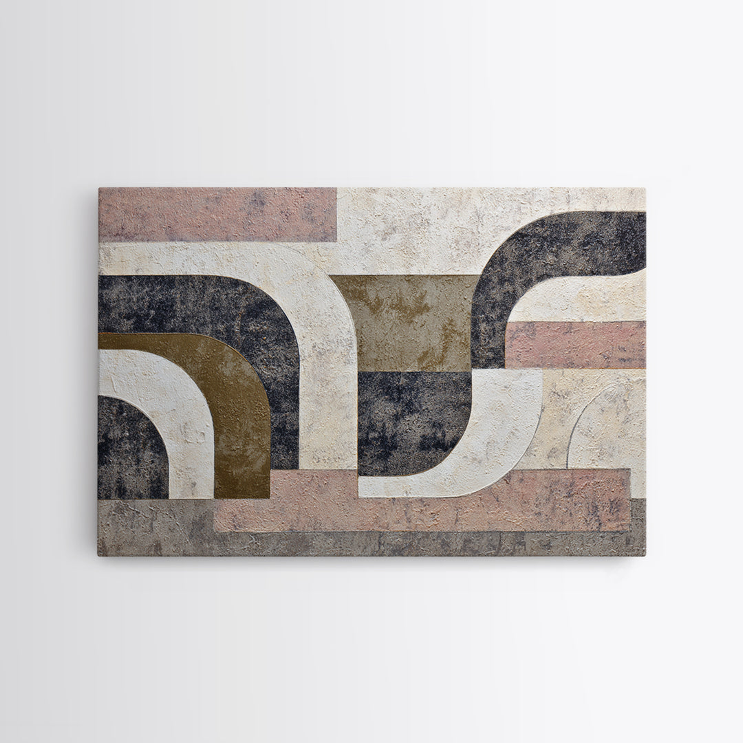Luxury Monochrome Stone Composition Framed Canvas Print, Above Sofa Art, Textured Wall Art, Living Room Decor, Watercolor Art, ASA-3x2-71