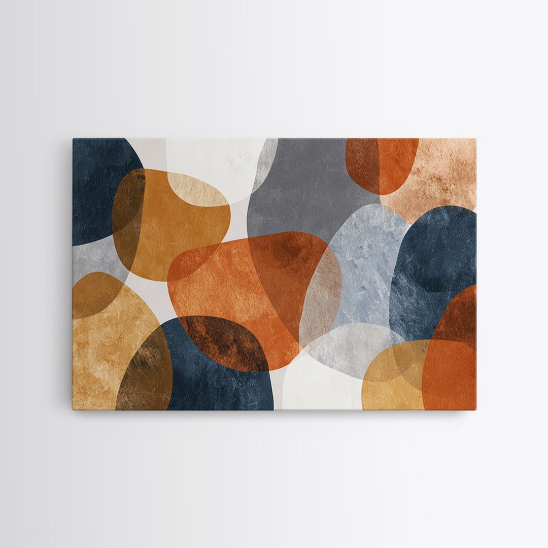 Bold Mid Century Geometric Forms Framed Canvas Print, Above Sofa Art, Printable Wall Art, Living Room Decor, Statement, ASA-3x2-8