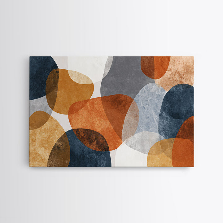 Bold Mid Century Geometric Forms Framed Canvas Print, Above Sofa Art, Printable Wall Art, Living Room Decor, Statement, ASA-3x2-8
