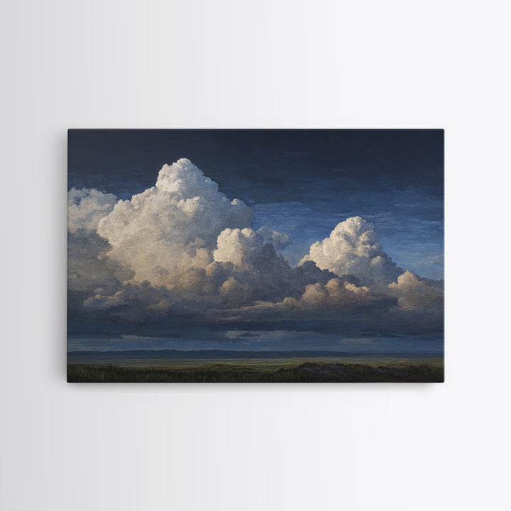 Dramatic Cloudscape over a Distant Valley Canvas Print, Above Sofa Art, Living Room Wall Art, Living Room Decor, Statement, ASA-3x2-81