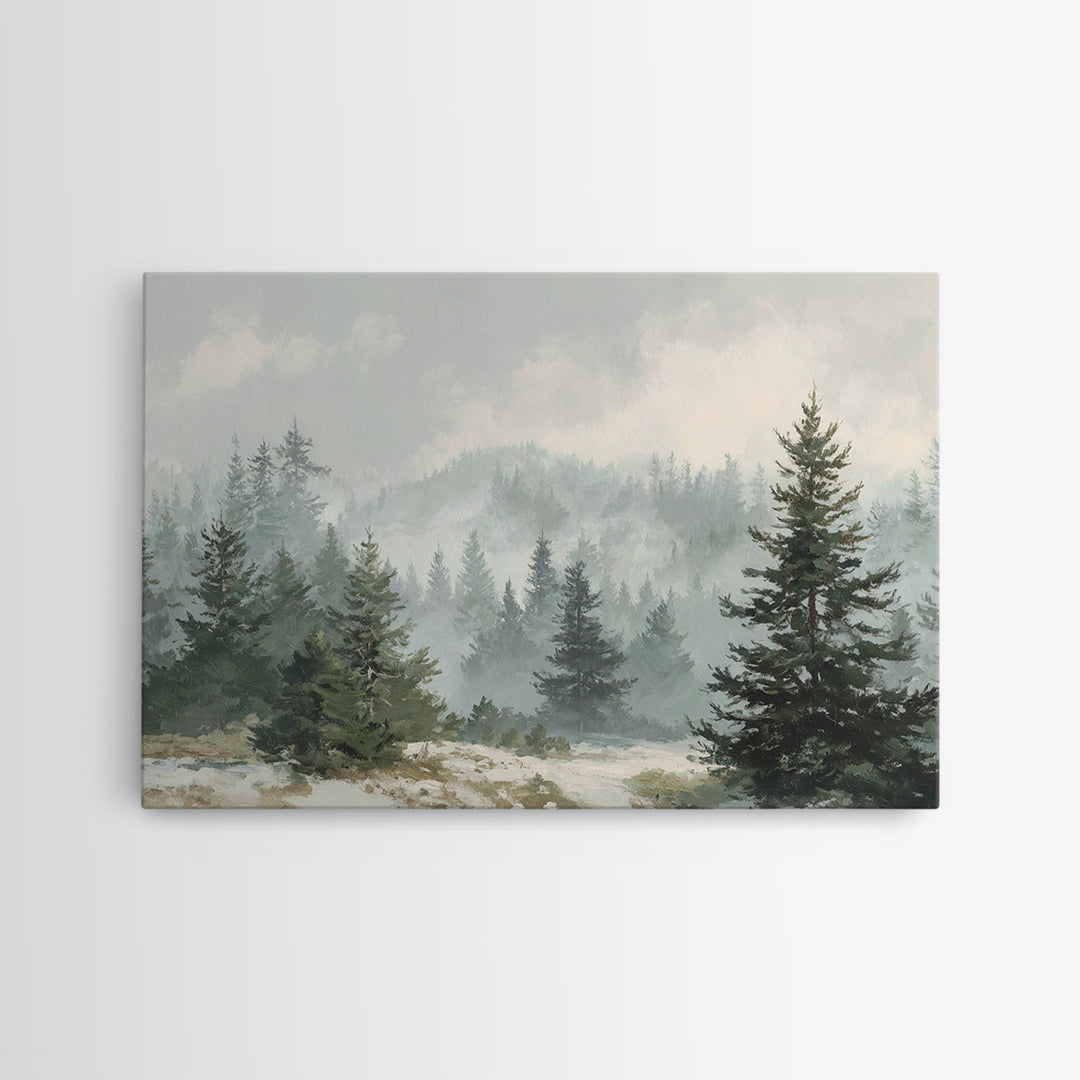 Modern Scandinavian Forest Framed Canvas Print, Above Sofa Art, Fine Art Print, Living Room Decor, Fine Art, Statement, ASA-3x2-91