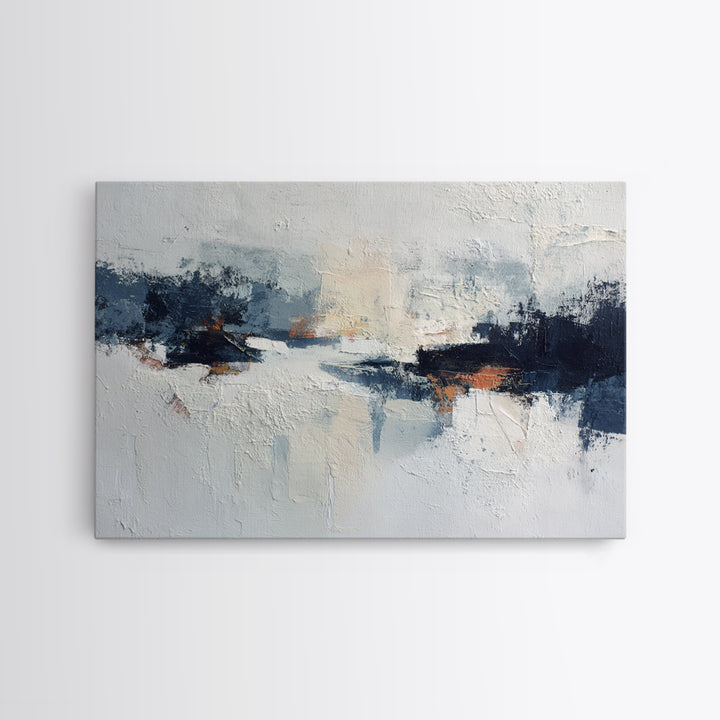 Bold Navy and Ivory Abstract Brushwork Canvas Print, Above Sofa Art, Wall Art Print, Living Room Decor, Fine Art, Statement, ASA-3x2-94