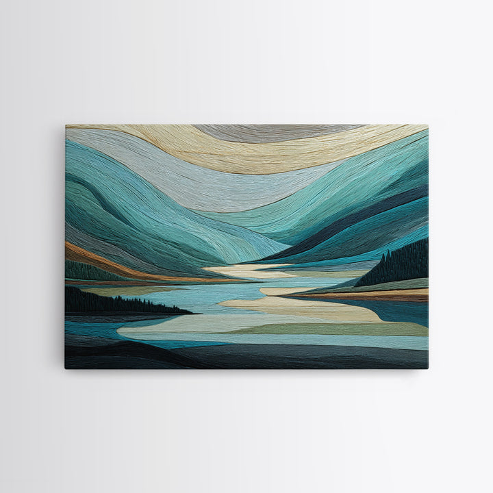 Abstract River Bends Framed Canvas Print, Above Sofa Art, Gallery Decor, Living Room Decor, Abstract Art, Statement, ASA-3x2-99
