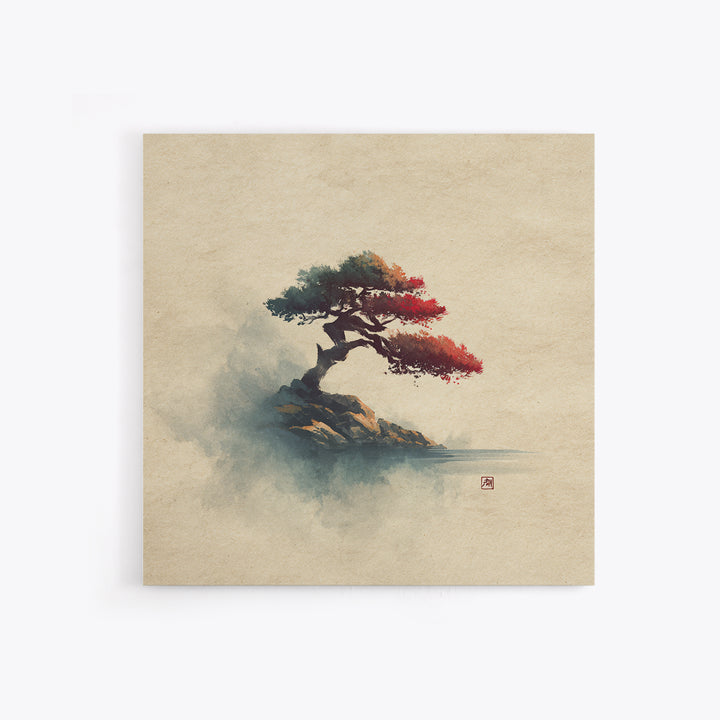 Bonsai Tree Study Framed Canvas Print, Asian Inspired Art, Zen Wall Art, Living Room Decor, Watercolor Art, Harmony, Art Print, ASI-1x1-34
