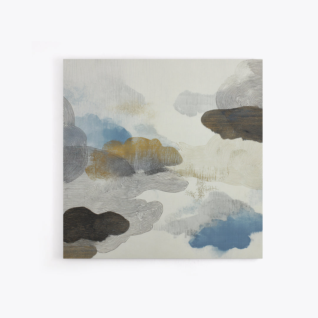 Zen Rock Garden Abstraction Framed Canvas Print, Asian Inspired Art, Modern Wall Decor, Living Room Decor, Fine Art, Harmony, ASI-1x1-38