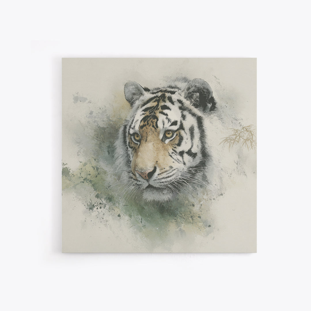 Tiger Portrait with Expressive Brush Ink Energy Canvas Print, Asian Inspired Art, Art Print, Living Room Decor, Harmony, ASI-1x1-40