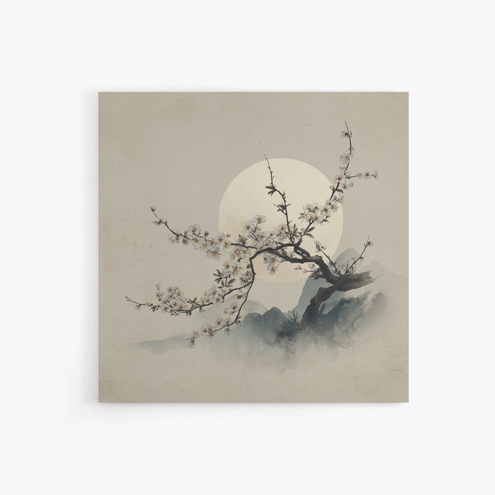 Plum Blossom Branch Painted Canvas Print, Asian Inspired Art, Neutral Wall Art, Living Room Decor, Fine Art, Harmony, ASI-1x1-60