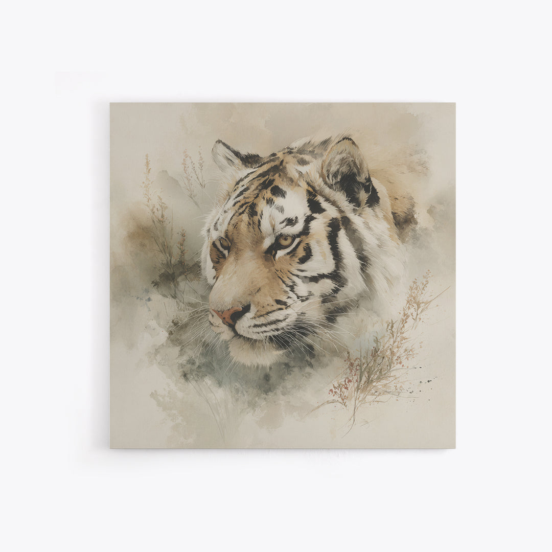 Tiger Portrait with Expressive Brush Ink Energy Framed Canvas Print, Asian Inspired Art, Asian, Living Room Decor, Harmony, ASI-1x1-64