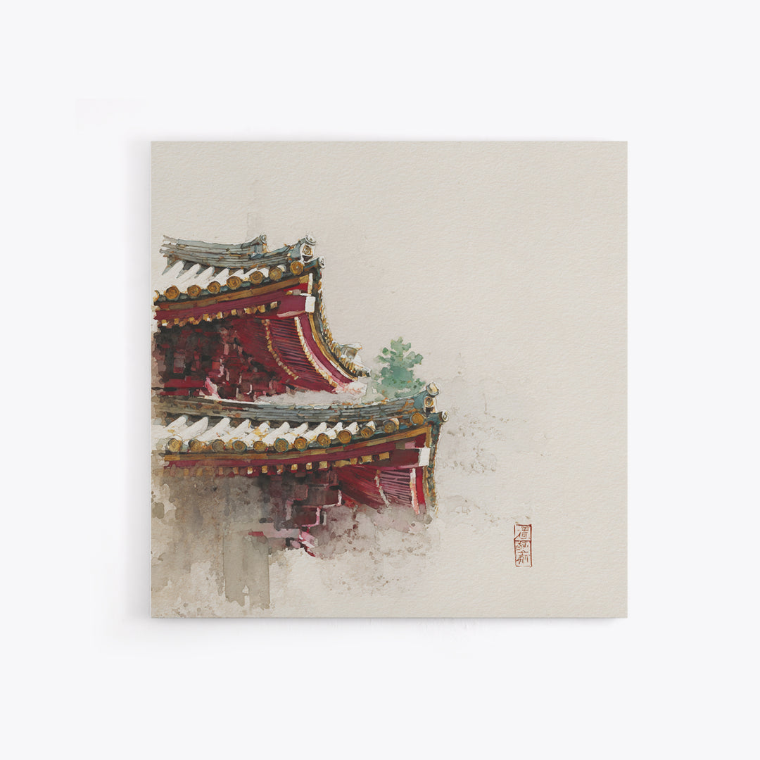 Temple Roof Detail Framed Canvas Print, Asian Inspired Art, Zen Wall Art, Living Room Decor, Fine Art, Harmony, Art Print, ASI-1x1-71